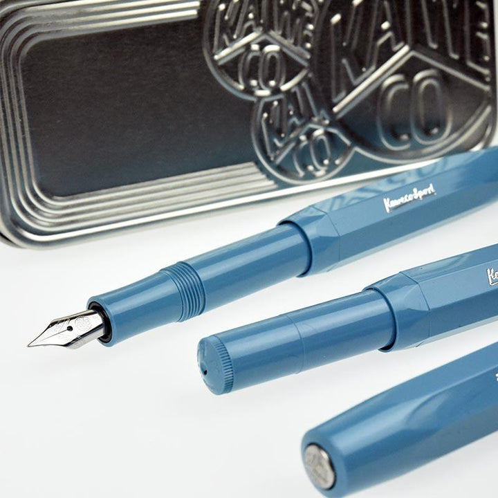 Kaweco Skyline Sport Fountain Pen - Ocean Blue Chrome Trim Special Edition - KSGILLS.com | The Writing Instruments Expert