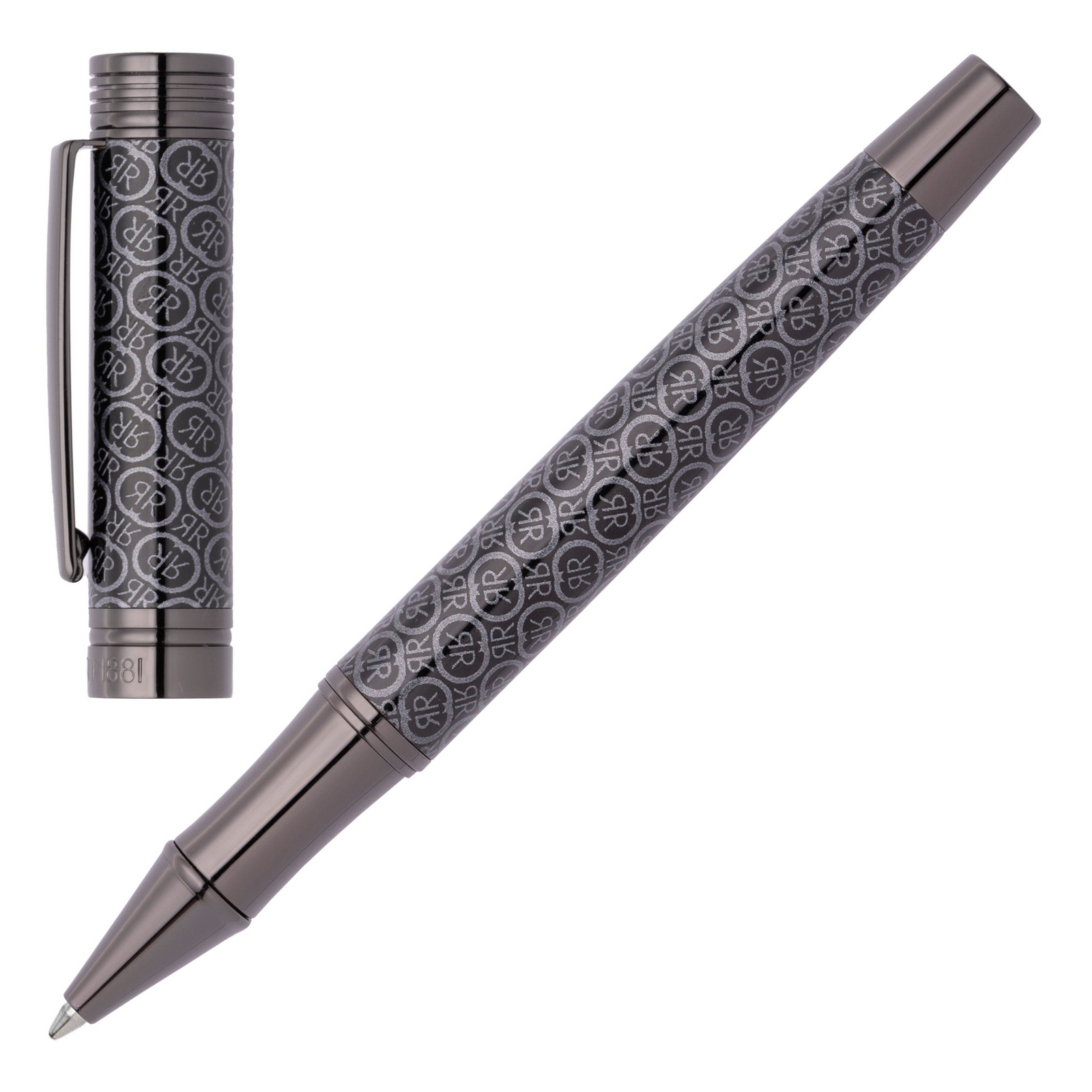 Cerruti 1881 Logomania Rollerball Pen - Grey Gunmetal Chrome Trim - KSGILLS.com | The Writing Instruments Expert
