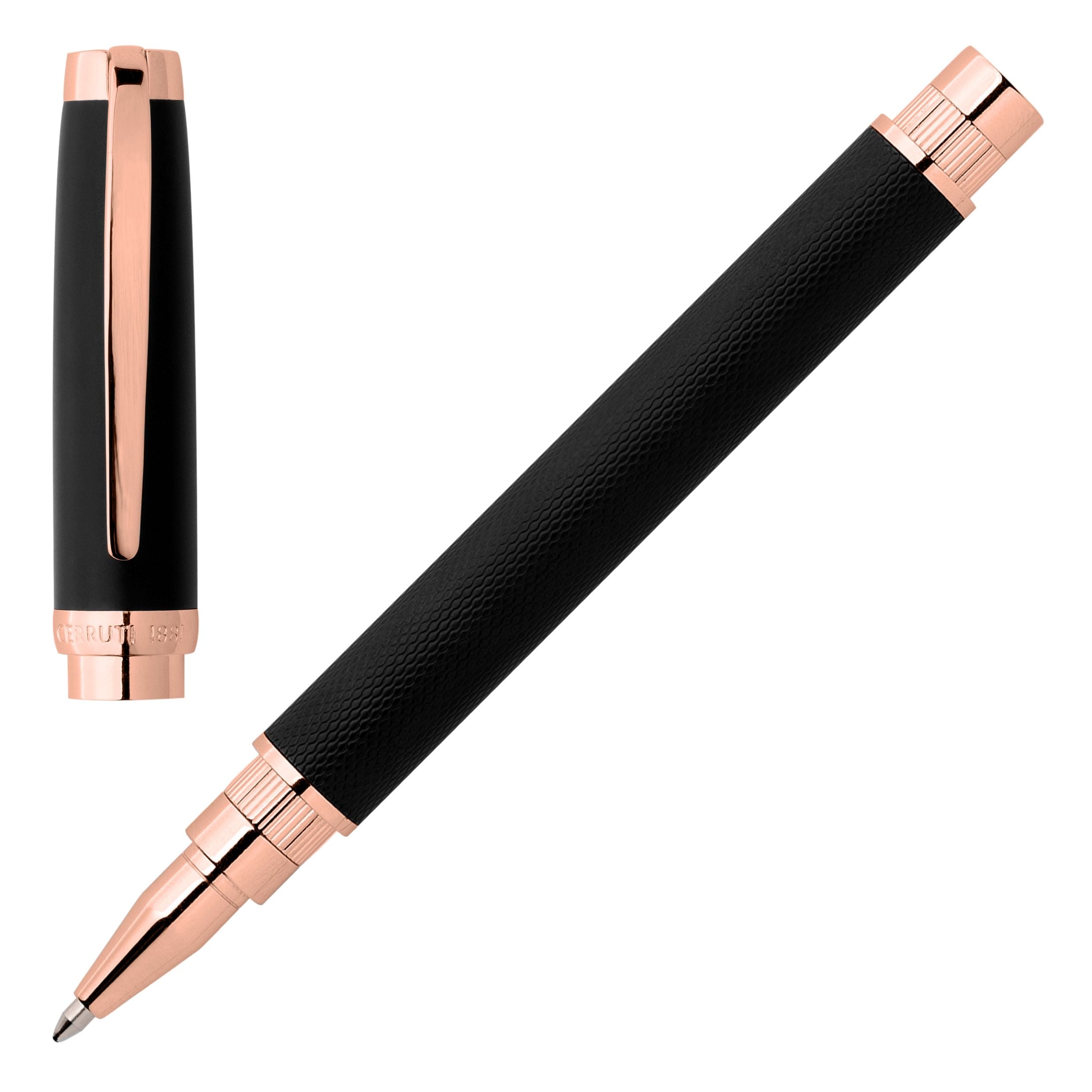 Cerruti 1881 Myth Rollerball Pen Magnetic Cap Black Rose Gold