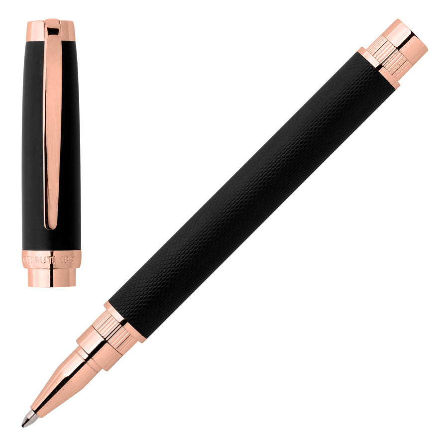 Cerruti 1881 Myth Rollerball Pen - Black Rose Gold Trim - KSGILLS.com | The Writing Instruments Expert