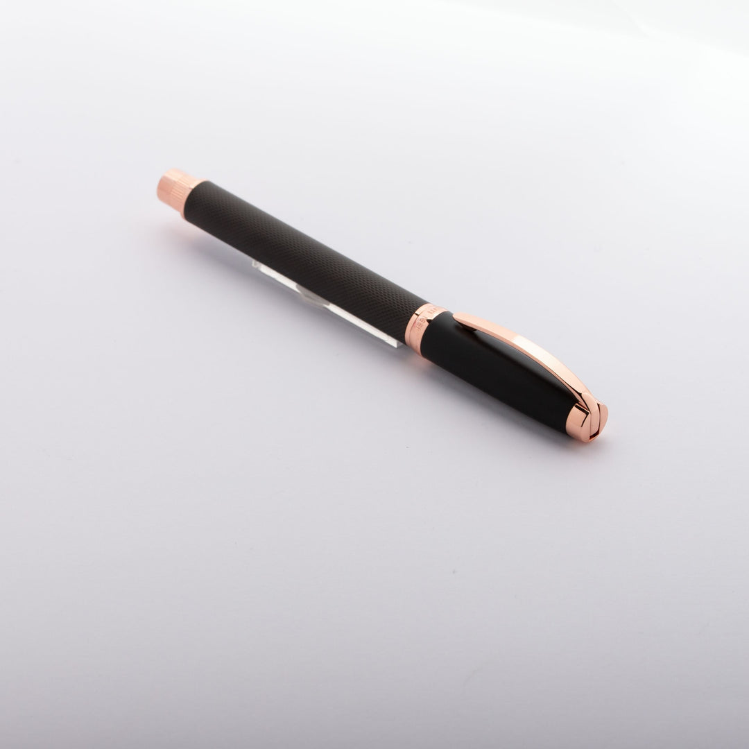 Cerruti 1881 Myth Rollerball Pen - Black Rose Gold Trim - KSGILLS.com | The Writing Instruments Expert