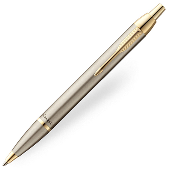 Parker IM Premium Ballpoint Pen - Brushed Metal Steel Gold Trim (Classic Edition) - Refill Black Medium (M) (with KSGILLS Premium Gift Box) - KSGILLS.com | The Writing Instruments Expert