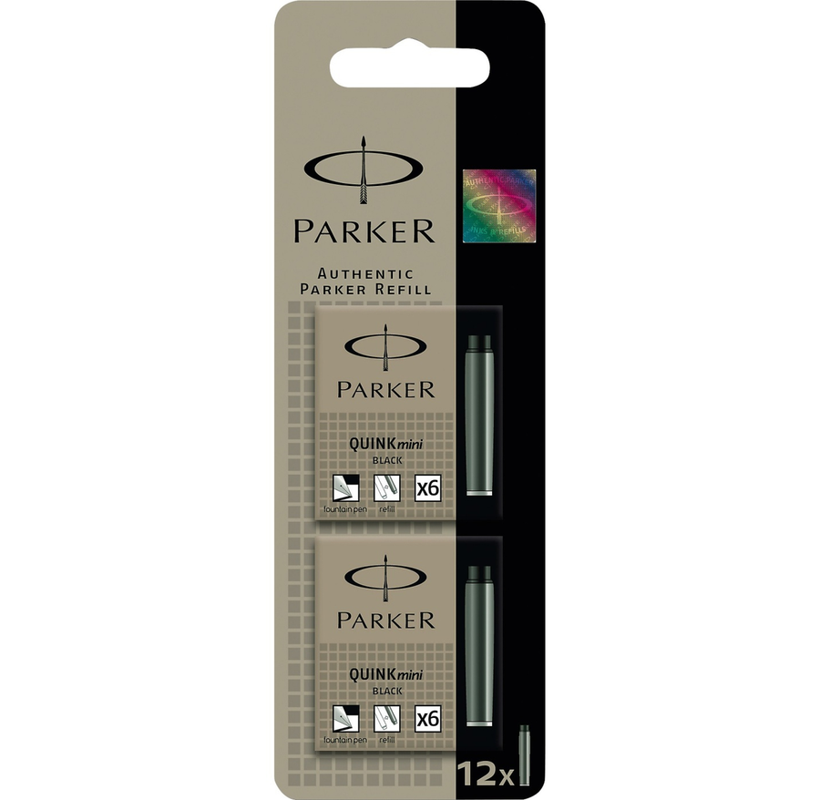 Parker Ink Cartridges - Mini 2 Packs of 6 - Black - KSGILLS.com | The Writing Instruments Expert