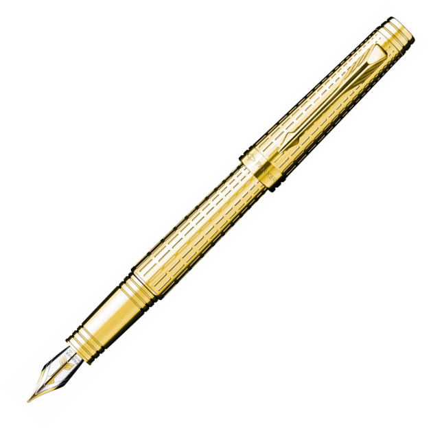 Parker Premier Deluxe Chiselled Gold GT Fountain Pen - KSGILLS.com | The Writing Instruments Expert