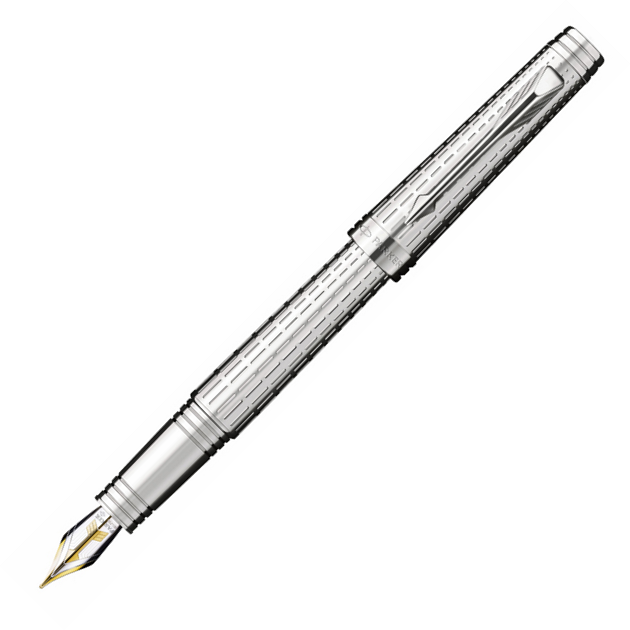 Parker Premier Deluxe Chiselled Silver ST Fountain Pen - KSGILLS.com | The Writing Instruments Expert