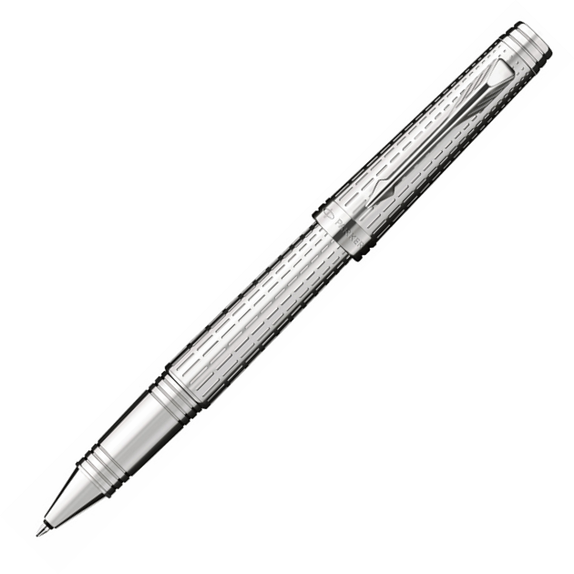 Parker Premier Deluxe Chiselled Silver ST Rollerball Pen - KSGILLS.com | The Writing Instruments Expert