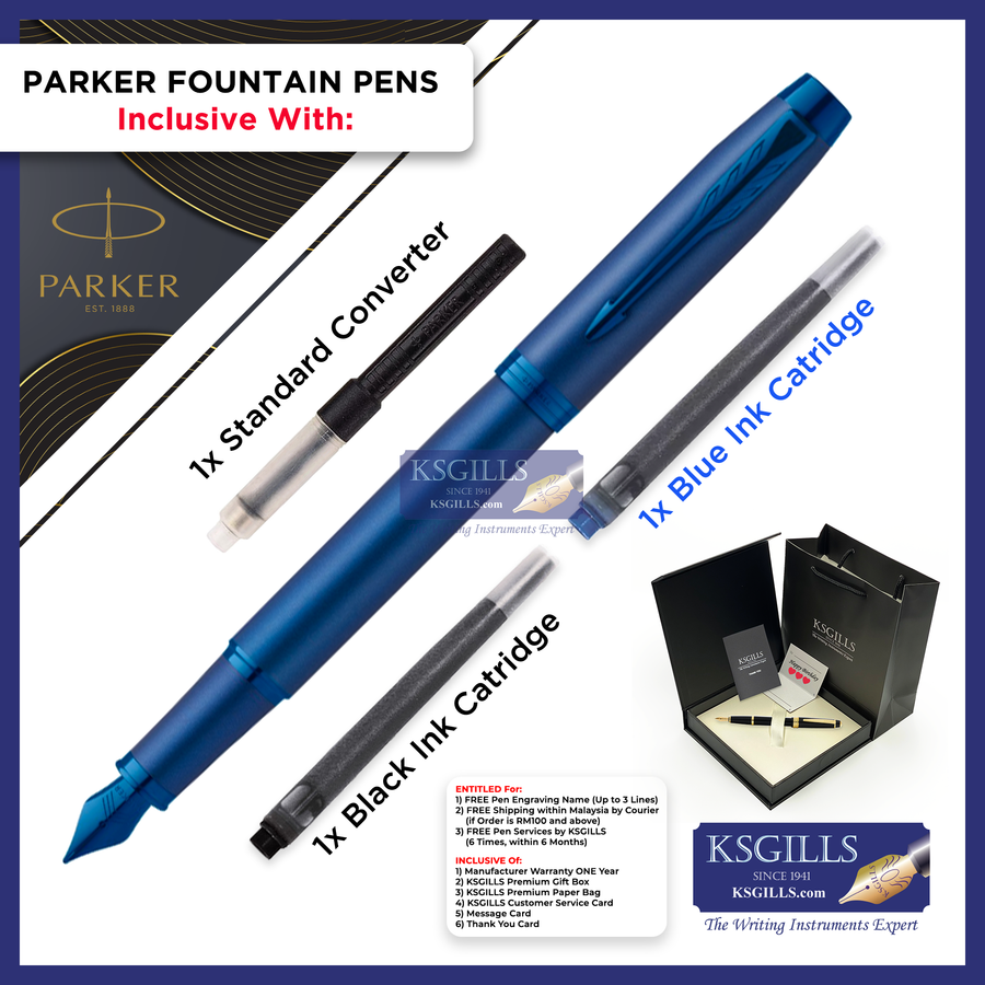 KSG set - Single Pen SET - Parker IM Fountain Pen - Blue Monochrome - KSGILLS.com | The Writing Instruments Expert