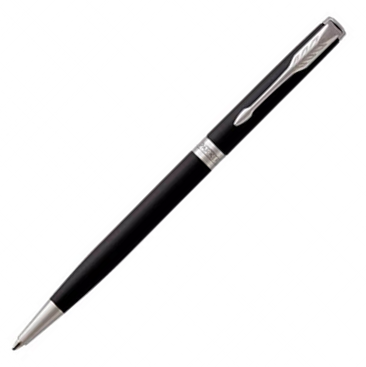 Parker Sonnet Ballpoint Pen (SLIM) - BLACK Lacquer Chrome Trim - KSGILLS.com | The Writing Instruments Expert