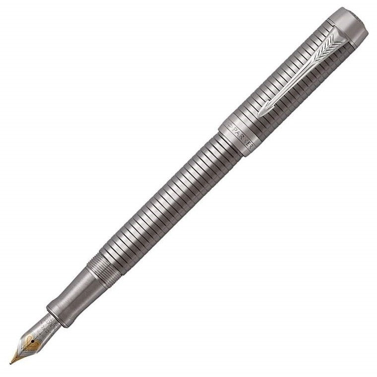 Parker Duofold Centennial Prestige Ruthenium Chiseled Fountain Pen - KSGILLS.com | The Writing Instruments Expert