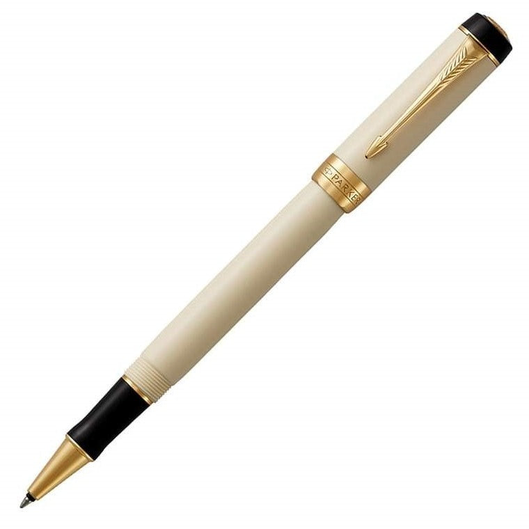 Parker Duofold Classic Ivory Gold Trim Rollerball Pen - KSGILLS.com | The Writing Instruments Expert