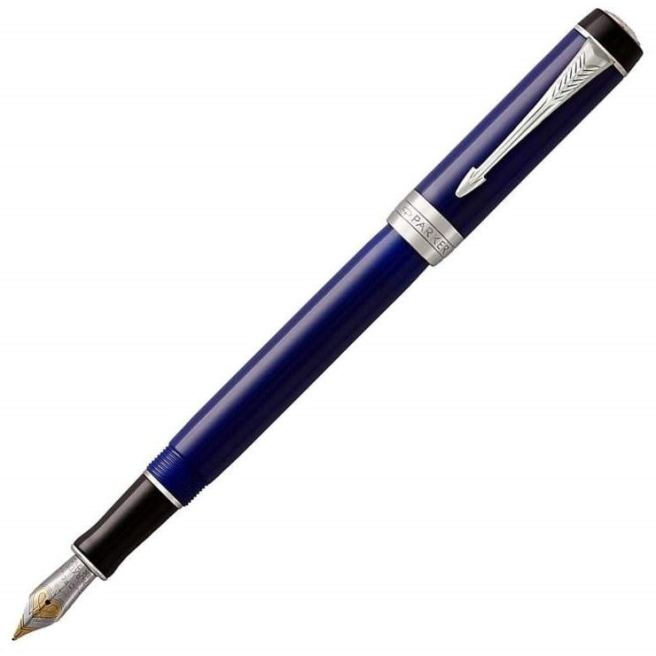 Parker Duofold International Classic Blue Chrome Trim Fountain Pen - KSGILLS.com | The Writing Instruments Expert