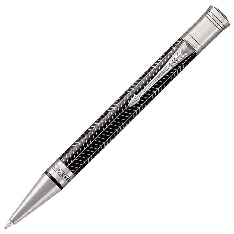 Parker Duofold Prestige Black Chevron Ruthenium Trim Ballpoint Pen - KSGILLS.com | The Writing Instruments Expert
