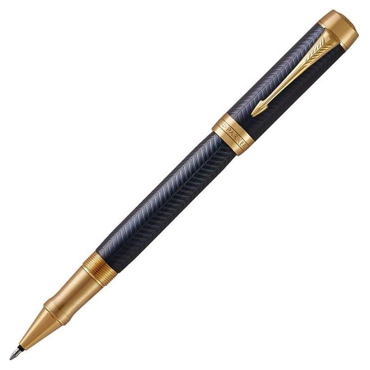 Parker Duofold Prestige Blue Chevron Gold Trim Rollerball Pen - KSGILLS.com | The Writing Instruments Expert