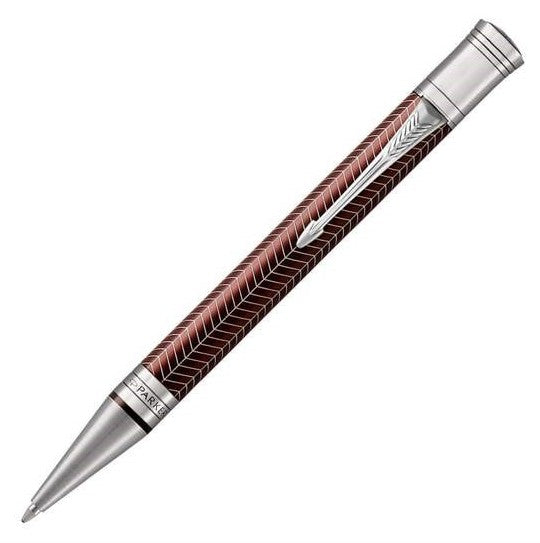 Parker Duofold Prestige Burgundy Chevron Chrome Trim Ballpoint Pen - KSGILLS.com | The Writing Instruments Expert