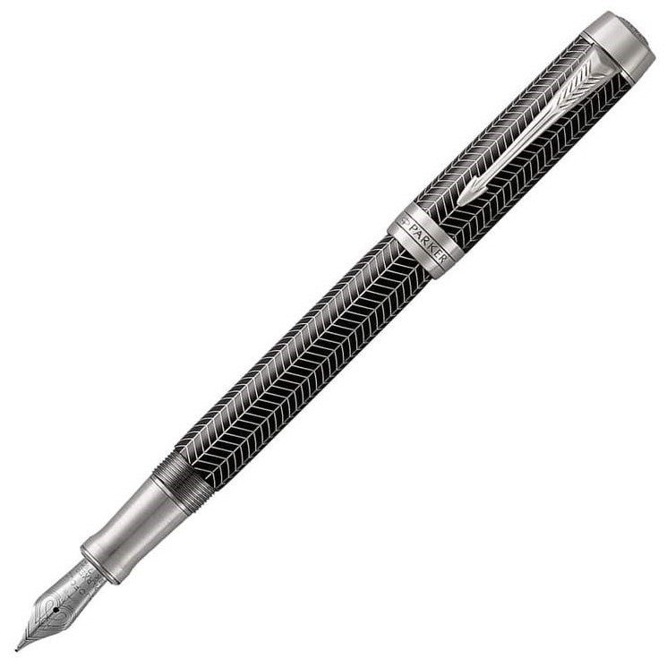 Parker Duofold Prestige Centennial Black Chevron Ruthenium Trim Fountain Pen - KSGILLS.com | The Writing Instruments Expert
