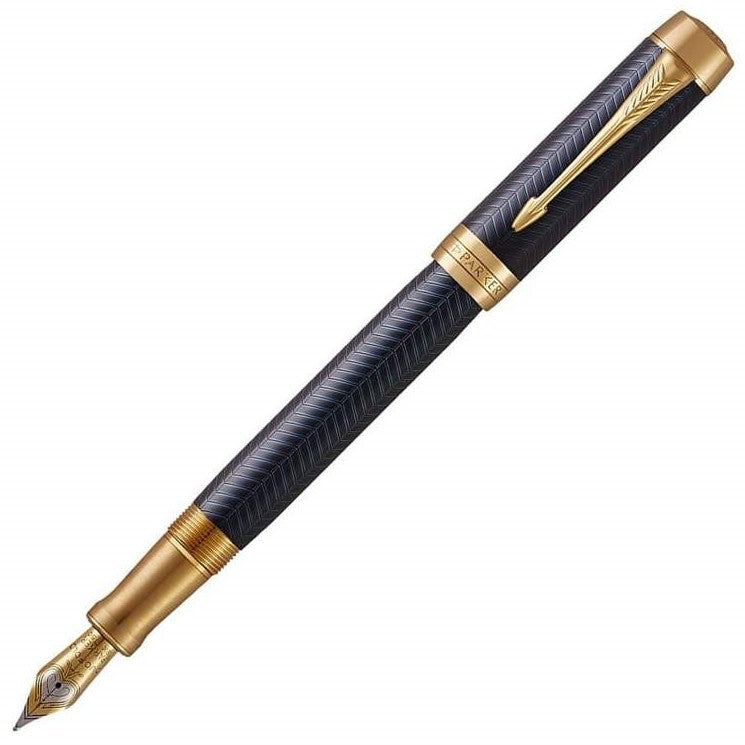 Parker Duofold Prestige Centennial Blue Chevron Gold Trim Fountain Pen - KSGILLS.com | The Writing Instruments Expert