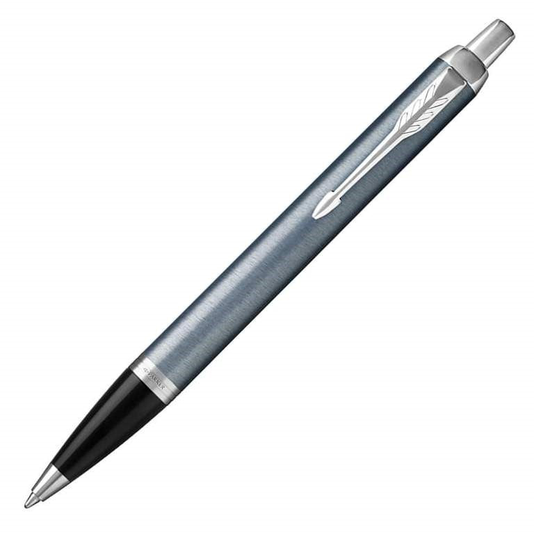 Parker IM Ballpoint Pen - Blue Light Grey Chrome Trim - Refill Black Medium (M) - KSGILLS.com | The Writing Instruments Expert