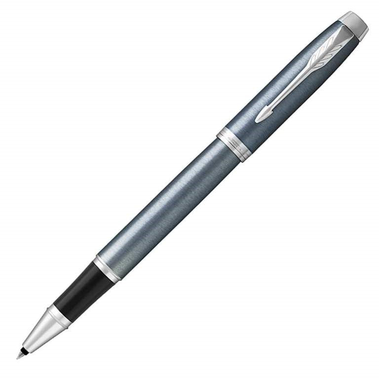 Parker IM Rollerball Pen - Blue Light Grey Chrome Trim - Refill Black Medium (M) - KSGILLS.com | The Writing Instruments Expert