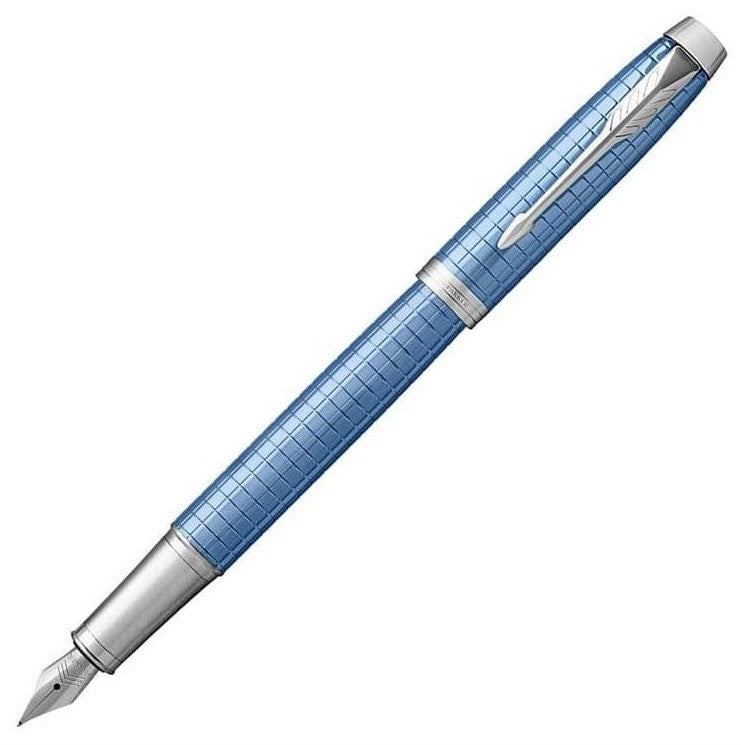 Parker IM Premium Blue Chrome Trim Fountain Pen - KSGILLS.com | The Writing Instruments Expert