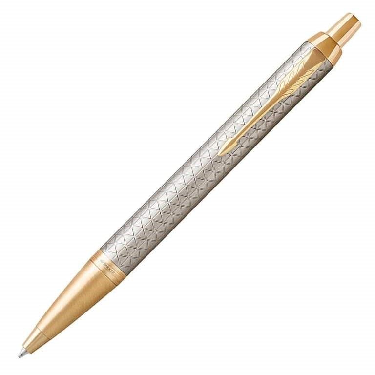 Parker IM Premium Warm Grey Gold Trim Ballpoint Pen - KSGILLS.com | The Writing Instruments Expert