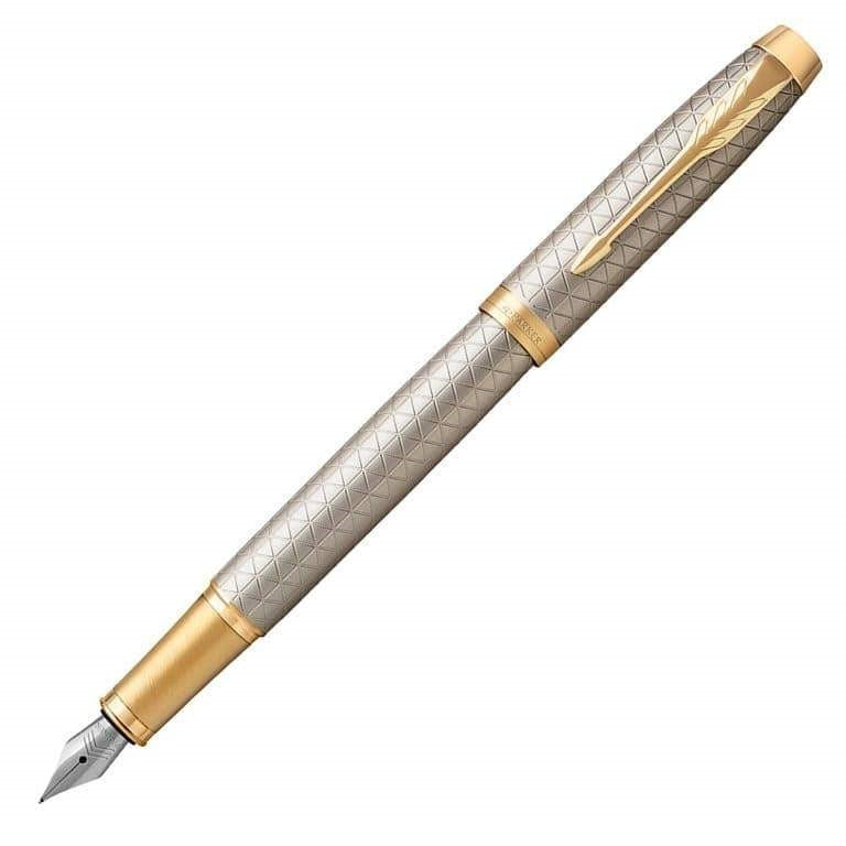 Parker IM Premium Warm Grey Gold Trim Fountain Pen - KSGILLS.com | The Writing Instruments Expert