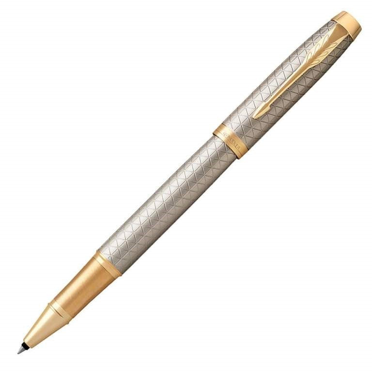 Parker IM Premium Warm Grey Gold Trim Rollerball Pen - KSGILLS.com | The Writing Instruments Expert