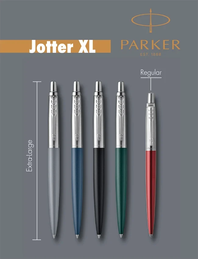 Parker Jotter XL - Ballpoint Pen Monochrome Brushed Stainless Steel - Refill Black Medium - KSGILLS.com | The Writing Instruments Expert