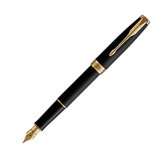Parker Sonnet Matte Lacquer Black Gold Trim Fountain Pen - KSGILLS.com | The Writing Instruments Expert