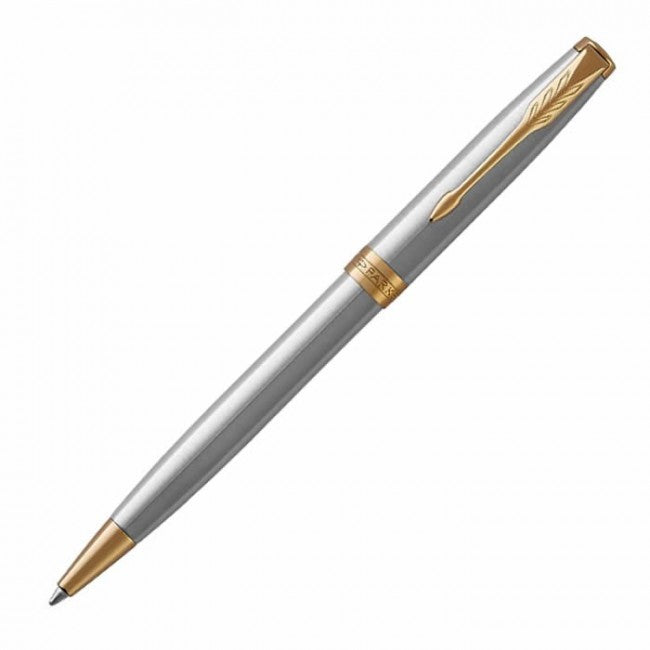 Parker Sonnet Ballpoint Pen - Stainless Steel Gold Trim - KSGILLS.com | The Writing Instruments Expert