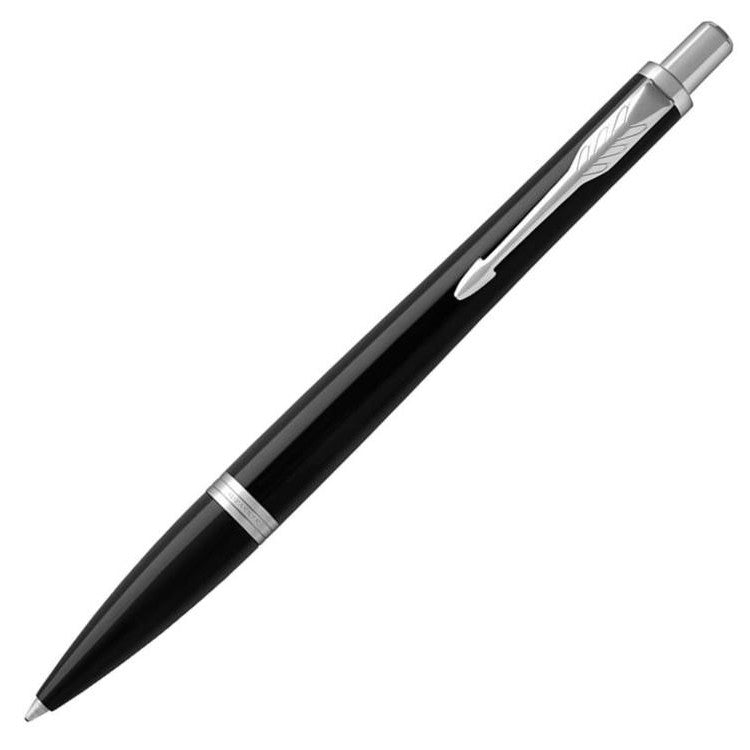 Parker Urban Ballpoint Pen - Black Shinny Chrome Trim - Refill Black Medium (M) - KSGILLS.com | The Writing Instruments Expert
