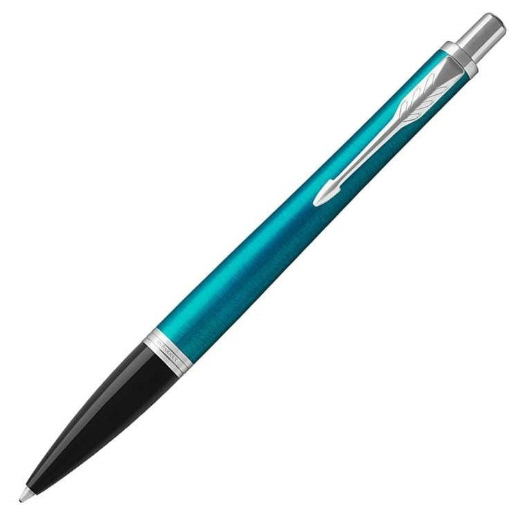 Parker Urban Ballpoint Pen - Blue Aqua Vibrant Chrome Trim - Refill Black Medium (M) - KSGILLS.com | The Writing Instruments Expert