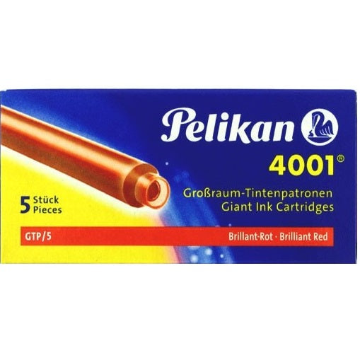 Pelikan Ink Cartridge 4001 GTP/5 (Pack of 5) - Brilliant Red - KSGILLS.com | The Writing Instruments Expert