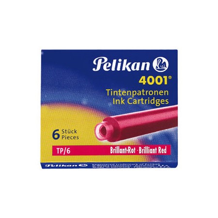 Pelikan Ink Cartridge 4001 TP/6 (Pack of 6) - Brilliant Red - KSGILLS.com | The Writing Instruments Expert