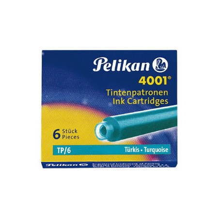 Pelikan Ink Cartridge 4001 TP/6 (Pack of 6) - Turquoise - KSGILLS.com | The Writing Instruments Expert