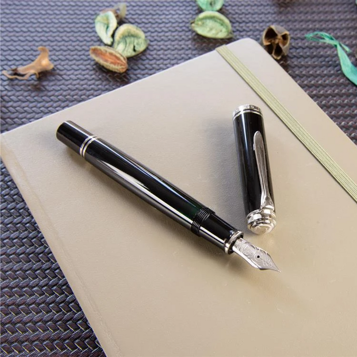 Pelikan Souveran M805 Black Silver Trim Fountain Pen - KSGILLS.com | The Writing Instruments Expert