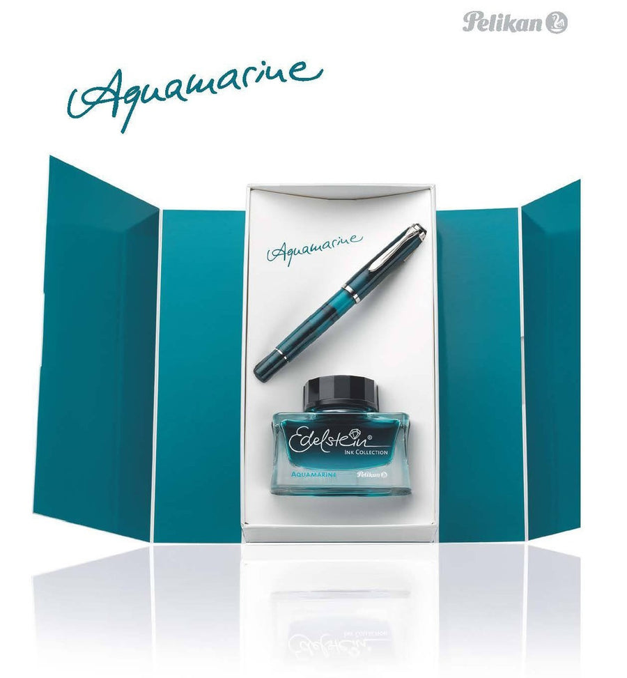 Pelikan M205 Aquamarine Fountain Pen with Ink SET - Broad (B) Other size nib, please request - KSGILLS.com | The Writing Instruments Expert