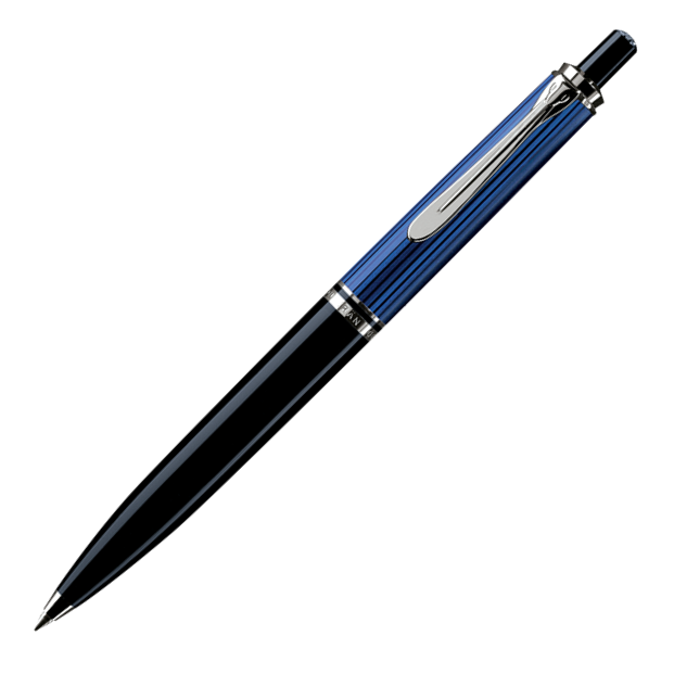 Pelikan Souveran K405 Ballpoint Pen - Black Blue Chrome Trim - KSGILLS.com | The Writing Instruments Expert