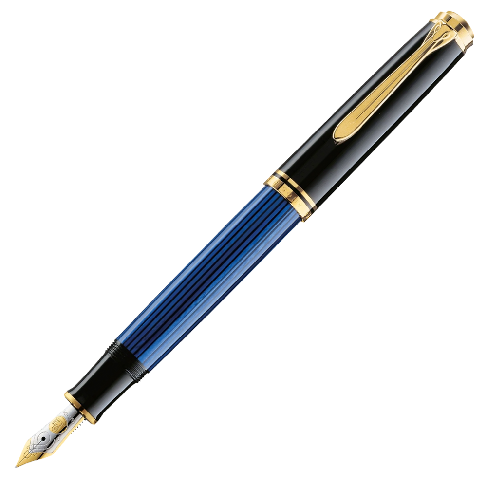 Pelikan Souveran M400 Fountain Pen - Black Blue Gold Trim - KSGILLS.com | The Writing Instruments Expert