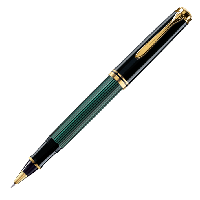 Pelikan Souveran R400 Rollerball Pen - Black Green Gold Trim - KSGILLS.com | The Writing Instruments Expert
