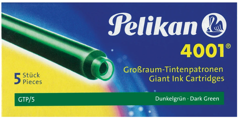 Pelikan Ink Cartridge 4001 GTP/5 (Pack of 5) - Dark Green - KSGILLS.com | The Writing Instruments Expert