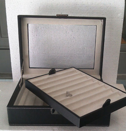 Pen Tray PU Leather With Open Top Double Sixteen (16) Pens - KSGILLS.com | The Writing Instruments Expert