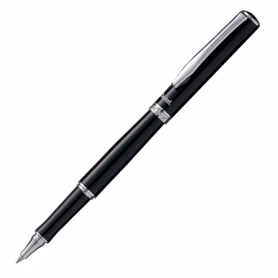 Pentel Sterling Standard Energel Rollerball Pen - Black Chrome Trim (with LASER Engraving) - KSGILLS.com | The Writing Instruments Expert