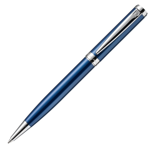 Pierre Cardin Newton Ballpoint Pen - Blue Chrome Trim (with LASER Engraving) - KSGILLS.com | The Writing Instruments Expert
