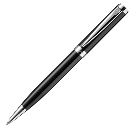 Pierre Cardin Newton Ballpoint Pen - Black Chrome Trim (with LASER Engraving) - KSGILLS.com | The Writing Instruments Expert