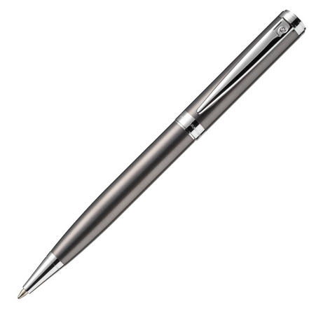 Pierre Cardin Newton Ballpoint Pen - Gun Metal (Grey) Chrome Trim (with LASER Engraving) - KSGILLS.com | The Writing Instruments Expert