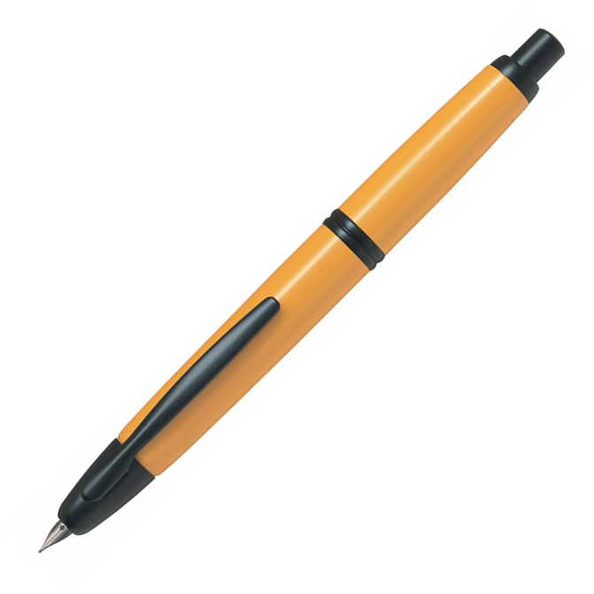 Pilot Capless Black Satin Trim Yellow Fountain Pen - Medium Nib - KSGILLS.com | The Writing Instruments Expert