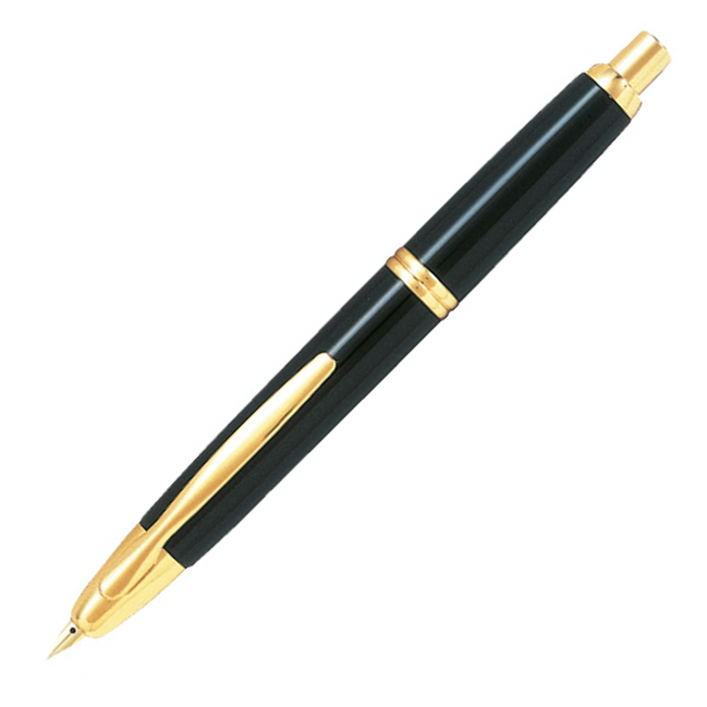 Pilot Capless Gold Black Fountain Pen - Medium Nib - KSGILLS.com | The Writing Instruments Expert