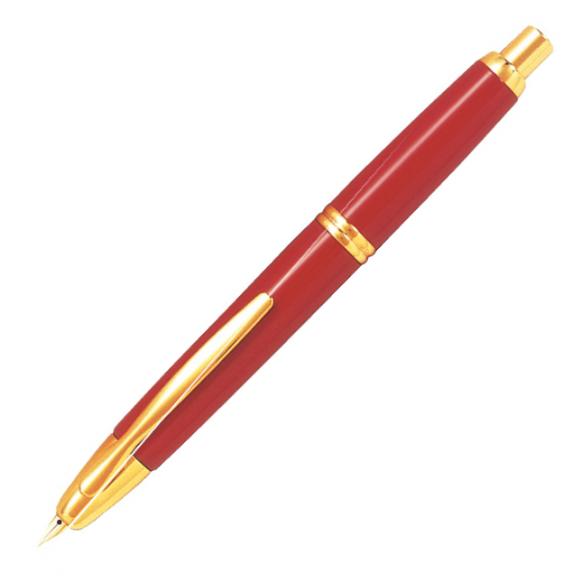 Pilot Capless Gold Red Fountain Pen - Broad Nib - KSGILLS.com | The Writing Instruments Expert