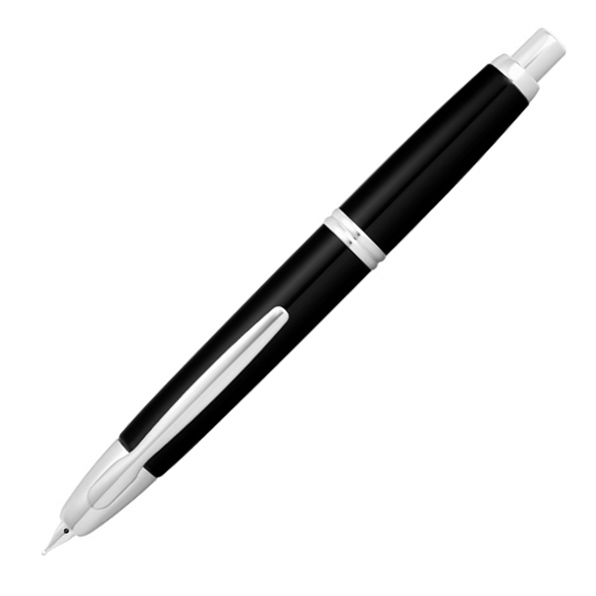 Pilot Capless Rhodium Trim Black Fountain Pen Medium Nib - KSGILLS.com | The Writing Instruments Expert