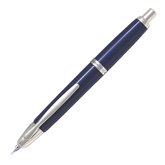 Pilot Capless Rhodium Trim Blue Fountain Pen -  Broad Nib - KSGILLS.com | The Writing Instruments Expert